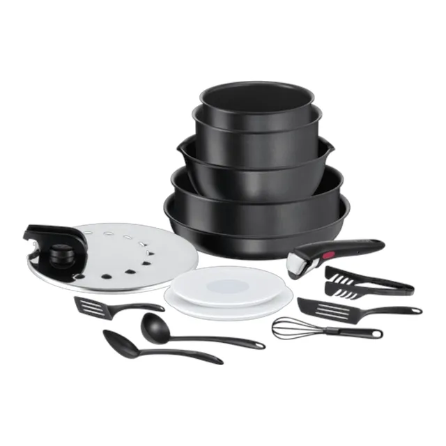 BATTERIE DE CUISINE TEFAL INGENIO 15 PIÈCES NOIR