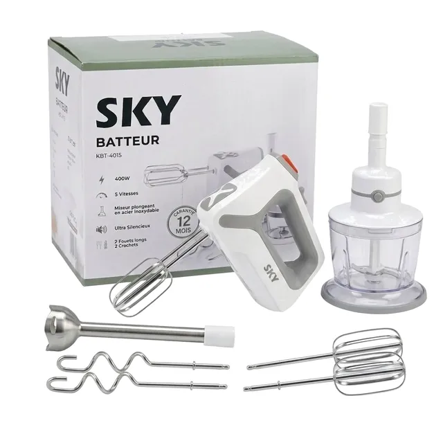 Batteur Électrique Multifonction Sky 400W 5 Vitesses (SBT403S)