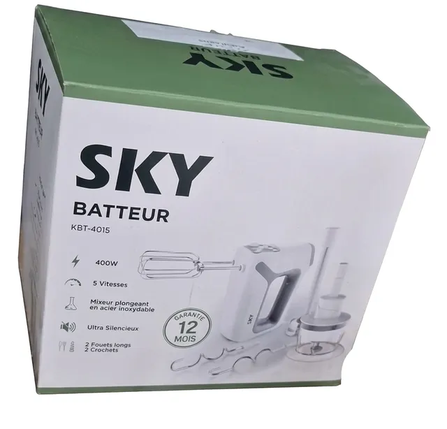 Batteur Électrique Multifonction Sky 400W 5 Vitesses (SBT403S)