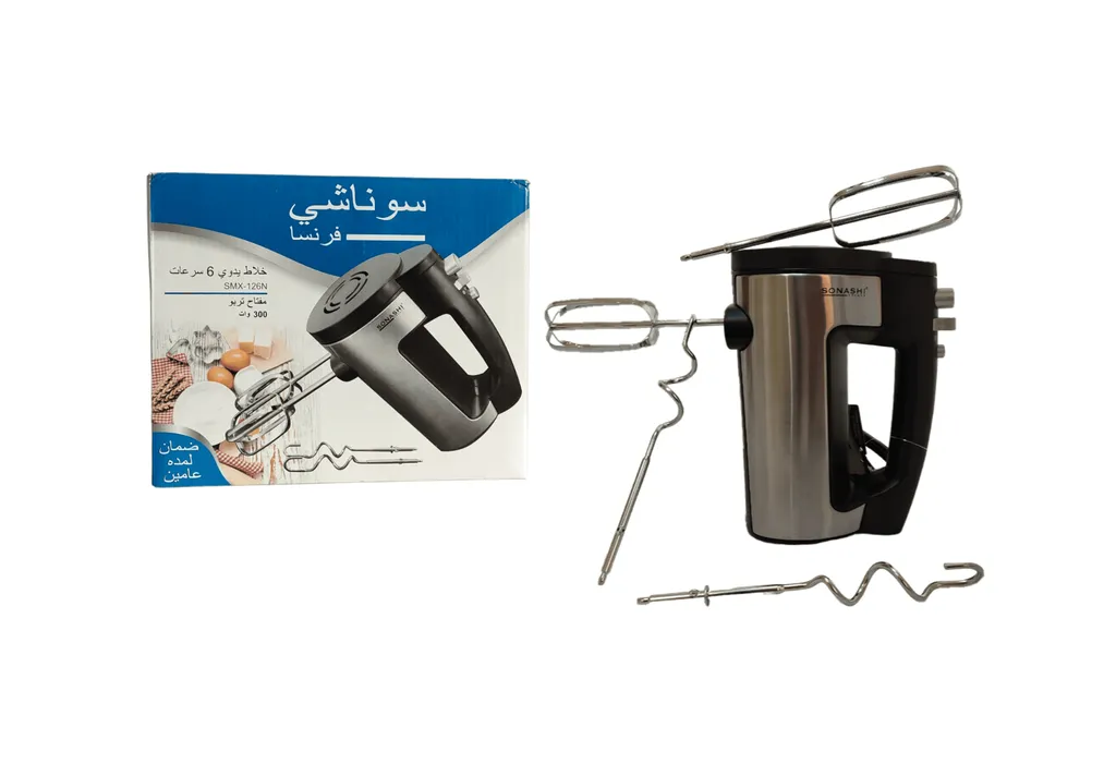 Batteur Électrique Sonashi 300W Inox avec 6 Vitesses & Fonction Turbo (SMX-126N)
