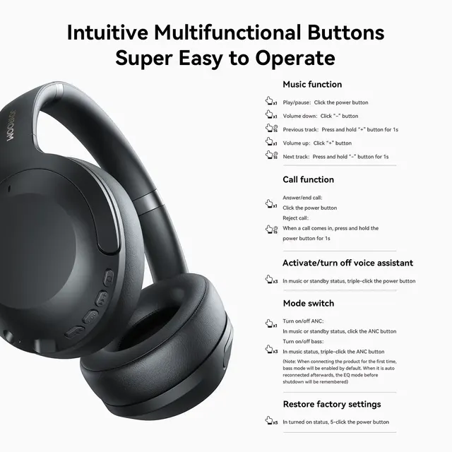 Casque Sans Fil Joyroom JH2 – Surround Sound Edition – Noir