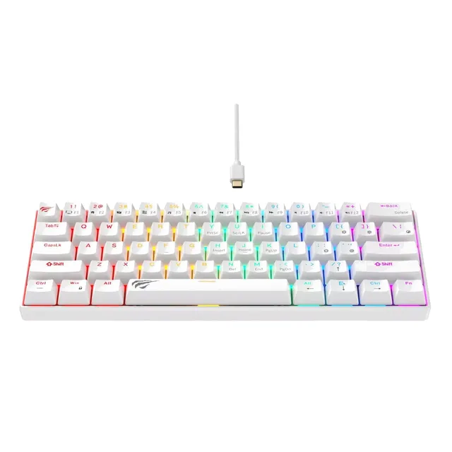 Clavier Mécanique Havit KB903L 60% avec Switchs Rouges et Éclairage RGB - Blanc