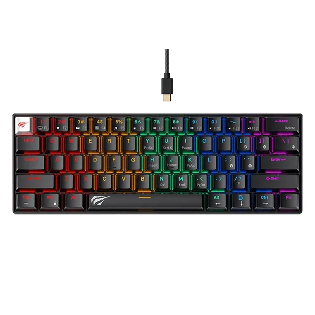 Clavier Mécanique Havit KB903L 60% Noir | Switch Rouge RGB