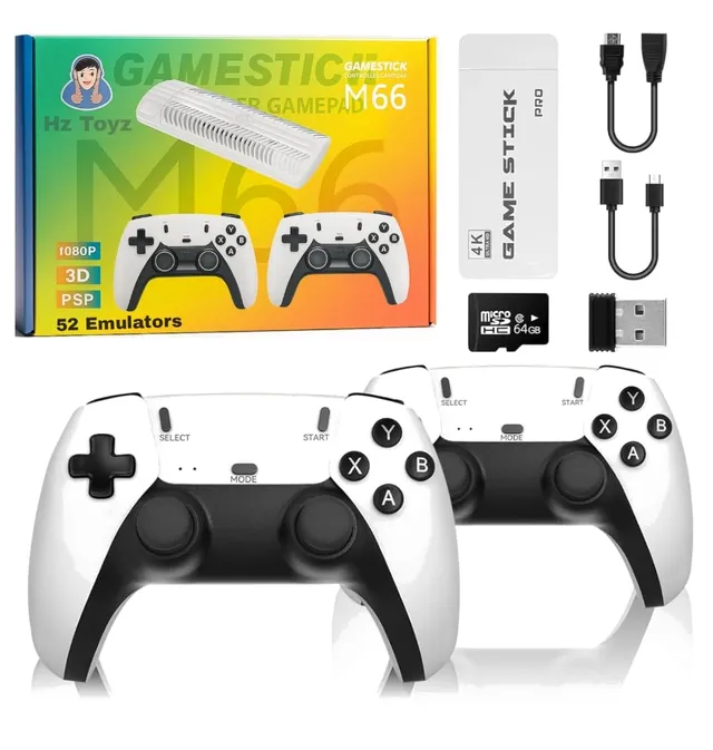 Console de Jeu Game Stick M66 4K Ultra HD avec Manettes Sans Fil