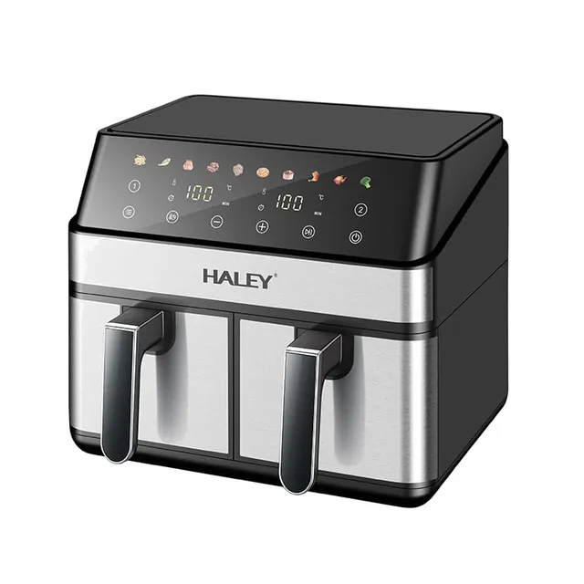 Friteuse sans Huile Double Bac Haley 2600W Capacité 12L (6L+6L) Écran Tactile - Inox HY-2521