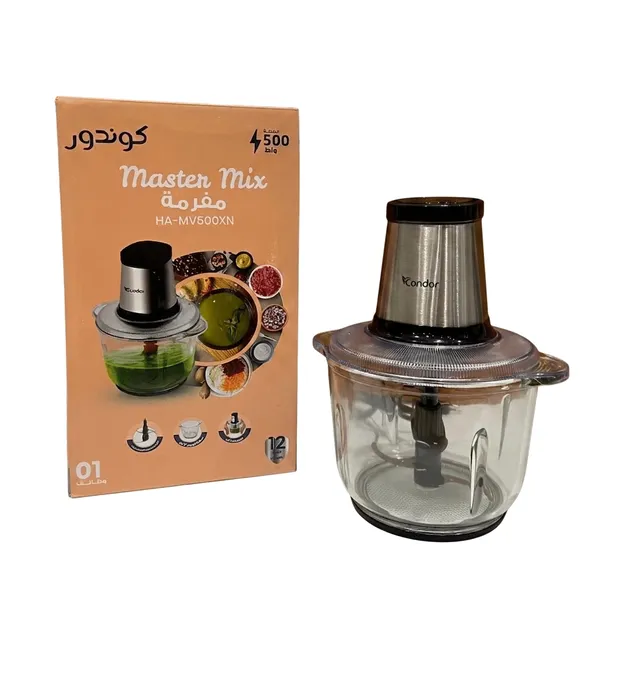 Hachoir Électrique Condor MasterMix 500W Bol en Verre Inox - HA-MV500XN