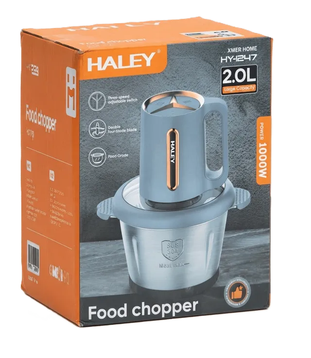 Hachoir Électrique À Viande Et Légumes Haley HY-1247 - Bol En Acier Inoxydable