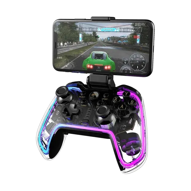Manette Havit G158BT Sans Fil Transparente avec Éclairage RGB – Blanc