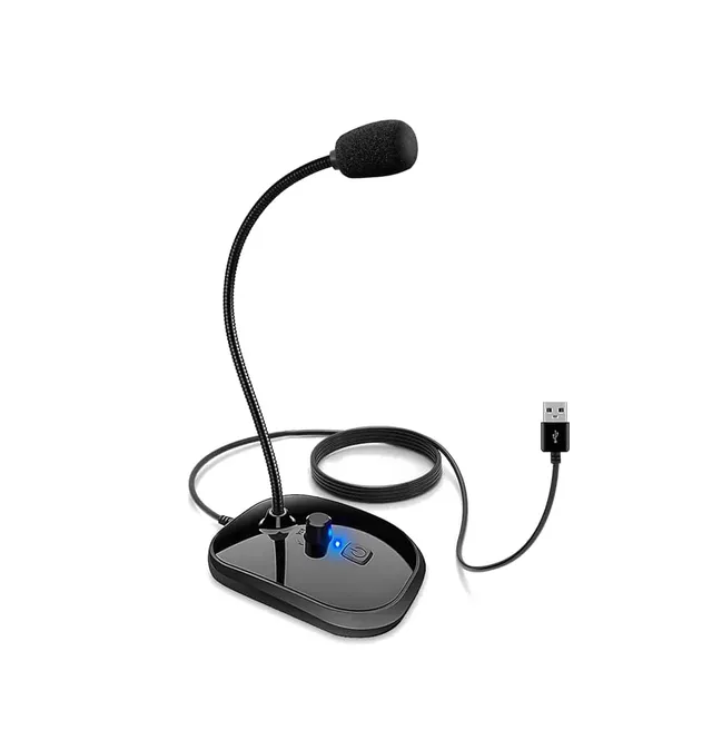 Microphone de Bureau USB Filaire SK30 - Avec Col de Cygne Flexible & Bouton Mute