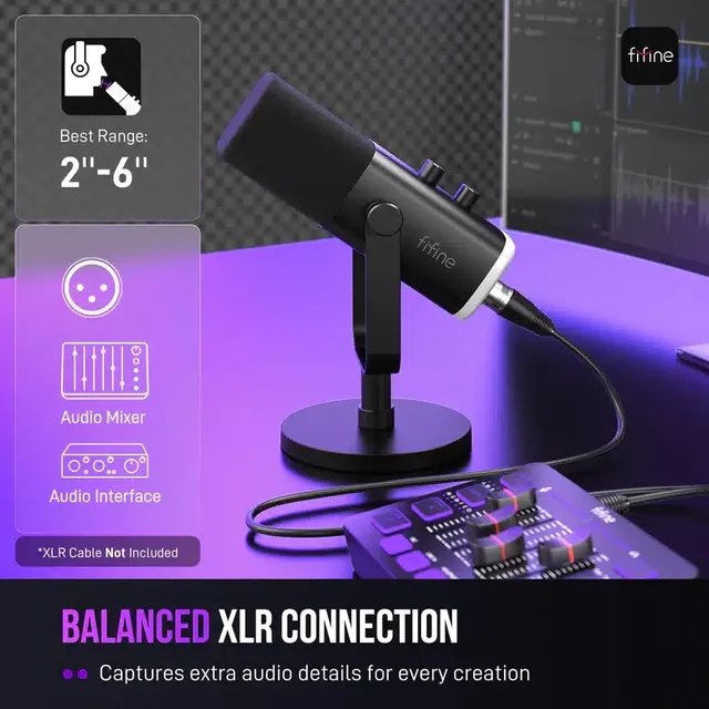 Microphone Fifine AM8 XLR/USB pour Streaming & Gaming | Réduction de Bruit