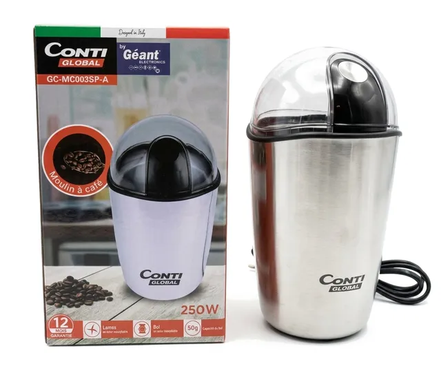 Moulin à Café Électrique Conti Global by Géant 250W 50g Inox (GC-MC003SP-A)