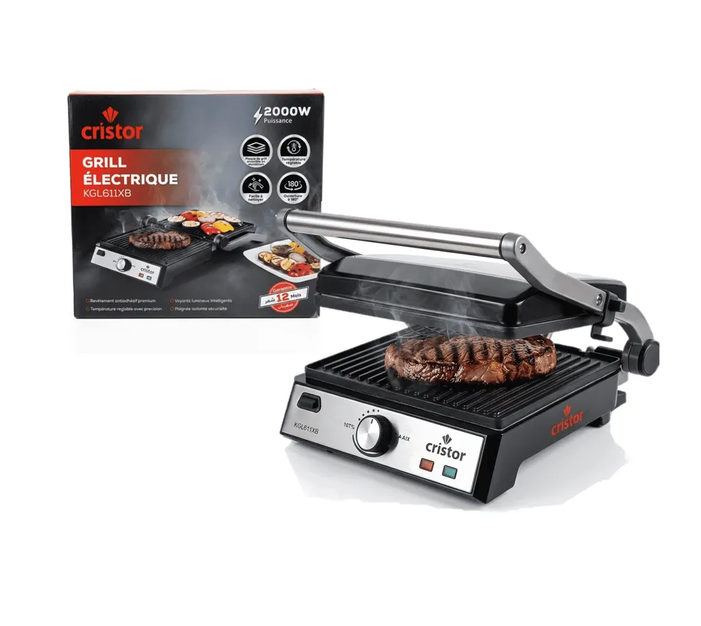 Panineuse &amp; Grill Électrique Cristor 2000W Noir / Inox (KGL611XB)