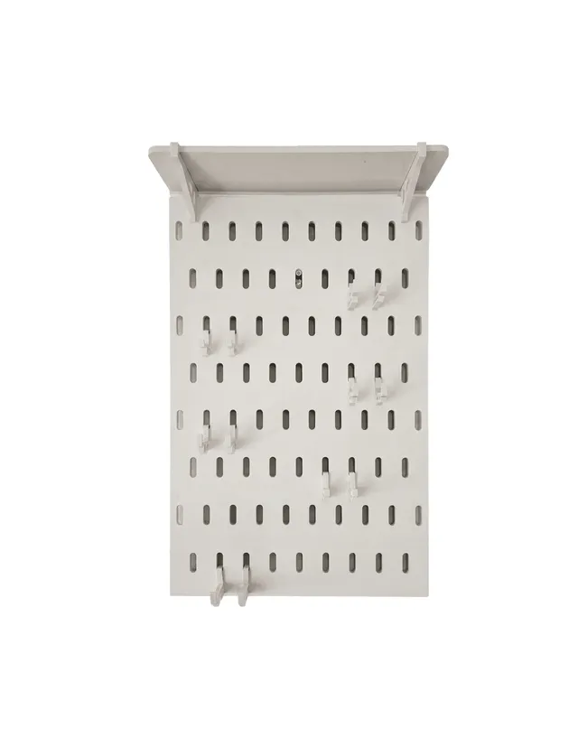Panneau Organisateur Mural Pegboard en Bois Blanc avec Accessoires - Pack 4