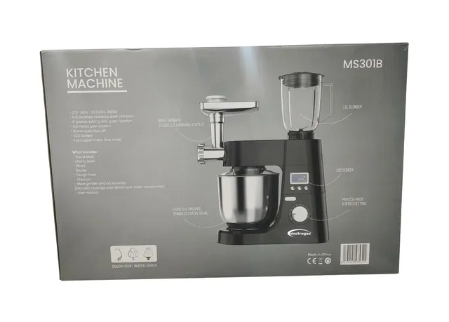 Robot Pétrin Multifonction ELECTROGAS 1600W 6.6L Gris - MS301B