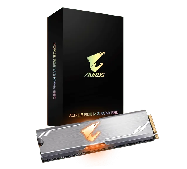 SSD Interne AORUS 256Go M.2 NVMe PCIe Gen 3x4 RGB - GP-ASM2NE2256GTTDR